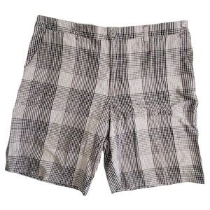 Vintage OP Men's Gray White Check Casual Shorts Size 42